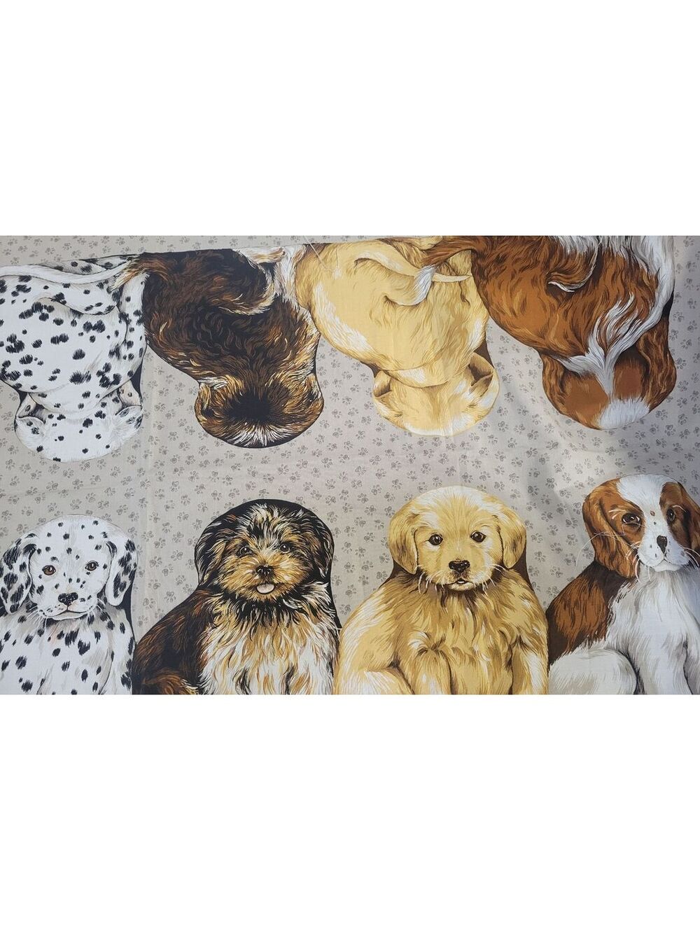Vtg Rose Hubble Puppies Cut & Sew Fabric Panel Draught Excluder Puppies